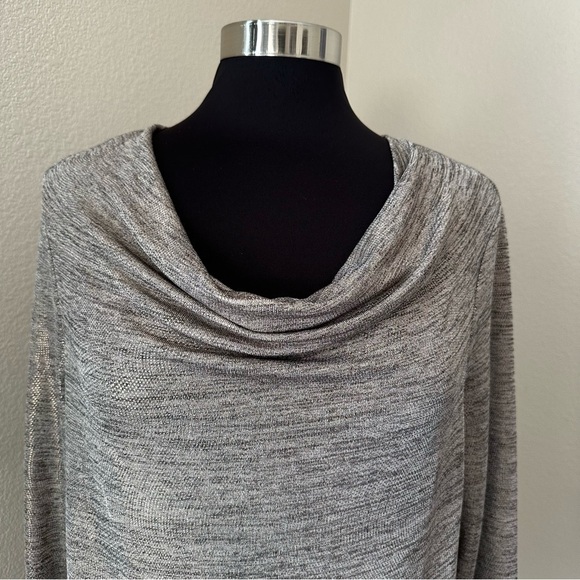 Chico’s KNIT TOP METALLIC Gold DRAPE Cowl Neck TOP Blouse - Picture 8 of 13